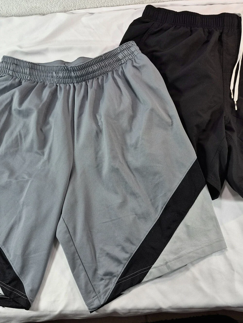 Nike Athletic Shorts Bundle - Black Dri-FIT Running Shorts & Gray Chevron Basket